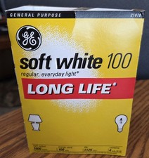 NEW GE Long Life Soft White 100 Watt Light Bulbs - Pack of 4 Old Scool Bulbs