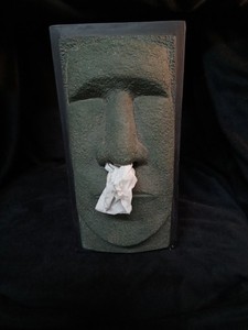 Stone Tiki/Easter Island Tissue Box Holder