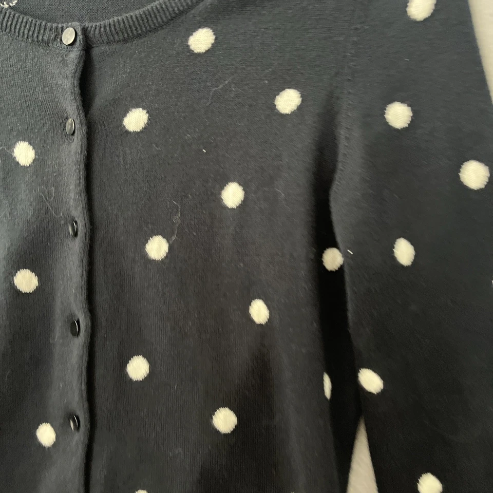 Женский кардиган Talbots топ черный в горошек миниатюрный P хлопок с длинным рукавом - Изображение 2 из 4