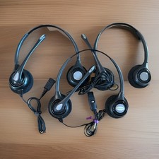 Lot of 3 Plantronics SupraPlus HW261 Black Duo Headset w/Mic