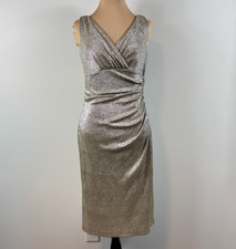 Lauren Ralph Lauren Women's size 4 Metallic Gold Sheath Dress Party Event