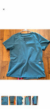FIGS Women  s Blue Solid  Teal Scrub Set Size M Polyester with Pockets