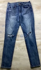 American Eagle Dark Wash Hi Rise Jegging Womens Size 6 Distressed 