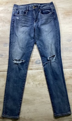American Eagle Dark Wash Hi Rise Jegging Womens Size 6 Distressed