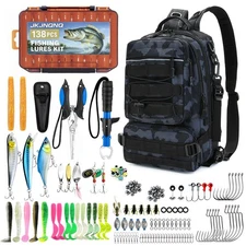 Fishing Backpack with Tackle Boxes - 138pcs Fishing Lures Kit and Pliers: Wat...