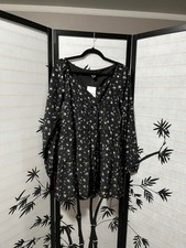 Forever 21 Black Floral Mini Dress Small Long Sleeve Romantic Flirty NWT