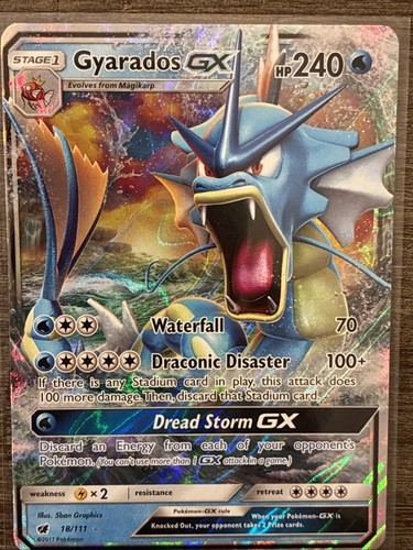 Pokémon TCG Gyarados GX 18/111 Sm-Crimson Invasion Holo Card 2017 LP