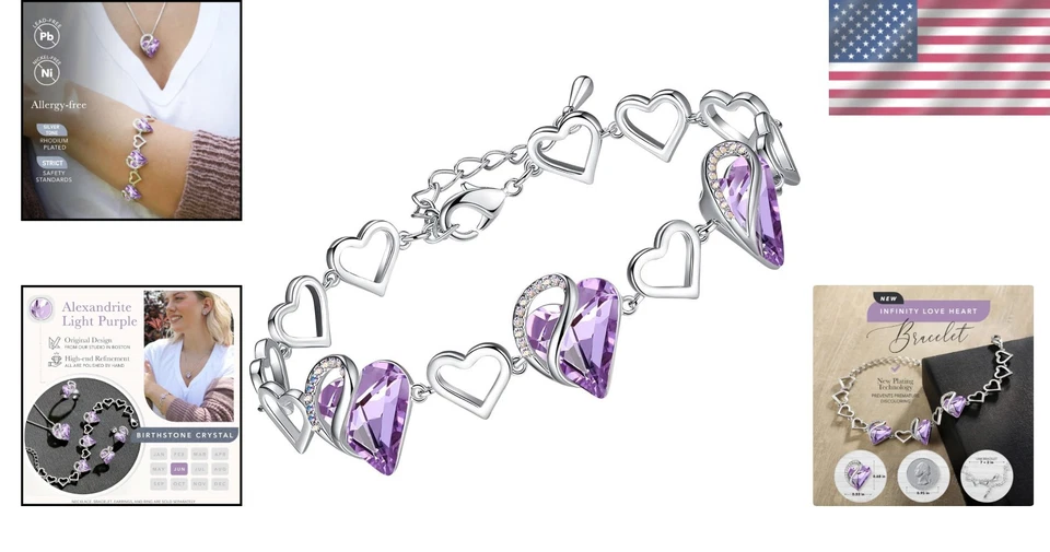 Браслеты-сердечки Infinity Love, камень рождения или - Изображение 2 из 4