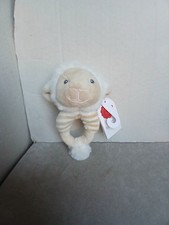 Keel Toys Keeleco Ring Rattle Beige and Ivory Lamb Plush with Tags 14cm  A506