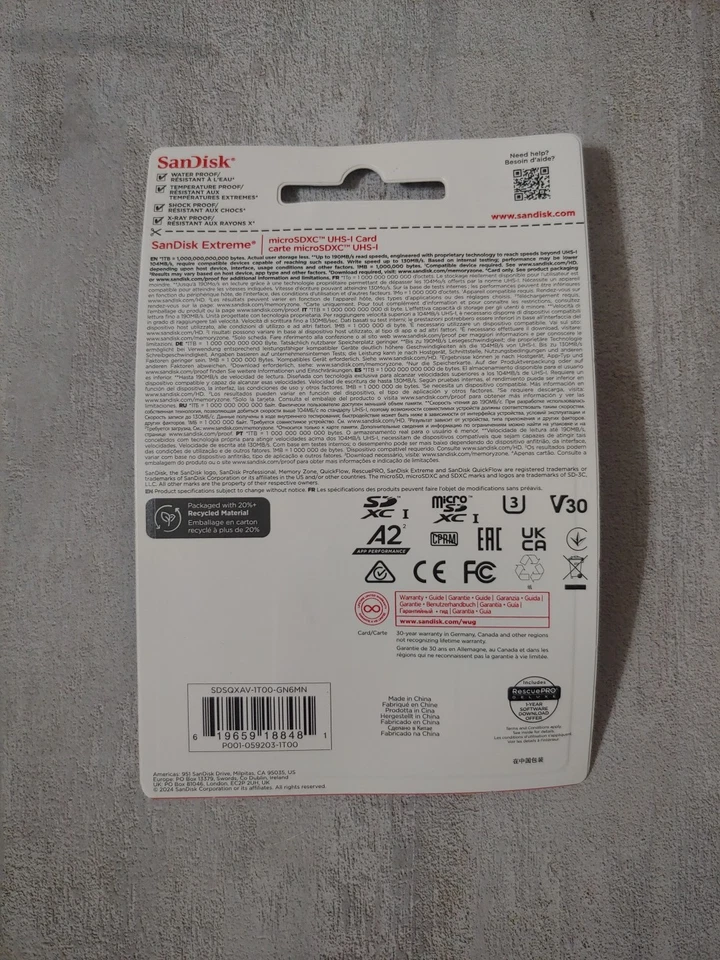 New SanDisk 1TB Extreme Memory 1 TB Micro SD SDXC MicroSD 190MB/s - Image 2 of 4