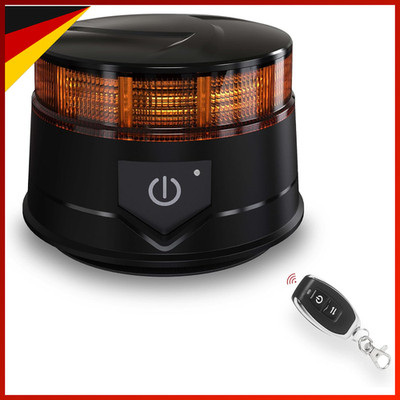 Rundumleuchte Akku 12V Gelb LED Schnurlos mit Fernbedienung Magnet für Auto