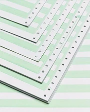 Alliance Continuous Computer Paper 14-7/8" X 8"-1/2" with 1/2" Green Bar 1-Part 