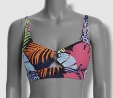 Bar III Womens' Blue Palm Prowl O-Ring Bikini Top Swim Size M