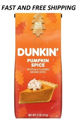 Dunkin  Pumpkin Spice Artificially Flavored Ground Coffee, 11 oz Bag.....