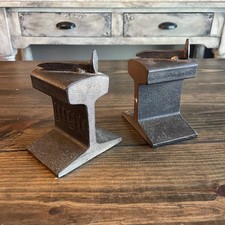 Vintage Railroad Track Book Ends 1940s Heavy