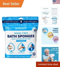 25 Pack Rinse Free Bathing Wipes for Easy Cleansing - Unscented Hypoallergenic