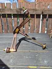 COOL MID CENTURY 60S 70S TEAK & BRASS 3 ARM CEILING LIGHT SPUTNIK STYLE
