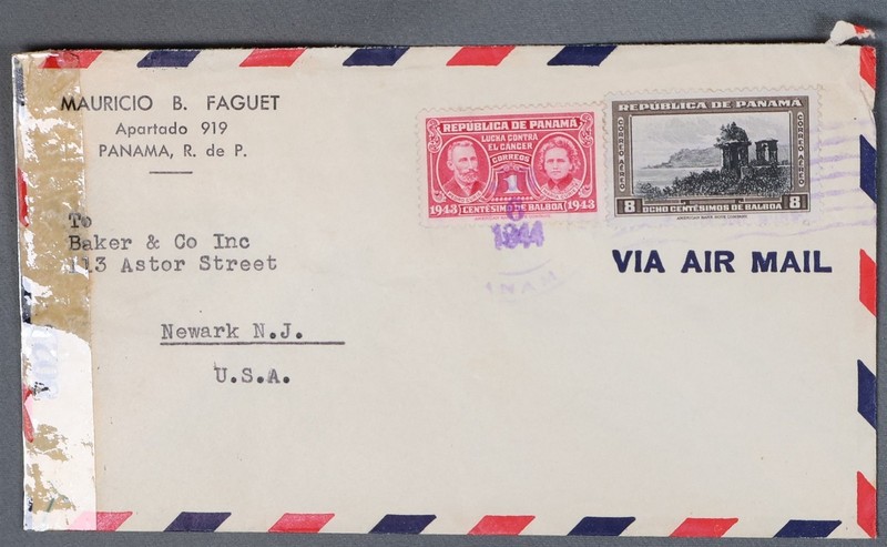 MayfairStamps Panama 1944 Censored to Newark NJ Air Mail Cover aaz_63385