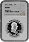 1956 Type 2 50C Proof Silver Franklin Half Dollar NGC Graded PF 68 Star