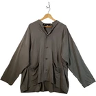 Shirin Guild Men's Shirt Silk Blend Medium Grey Buttons Casual Pockets Preloved