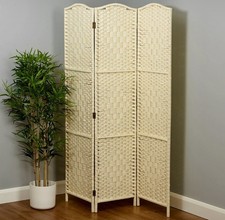 Solid Weave Handmade Wicker 3 Panel Room Divider / Separator / Privacy