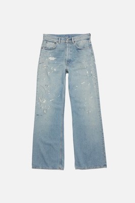 Acne Studios 2021M Trafalgar Jeans 30/32 Light Blue Paint Splatter NWT $620
