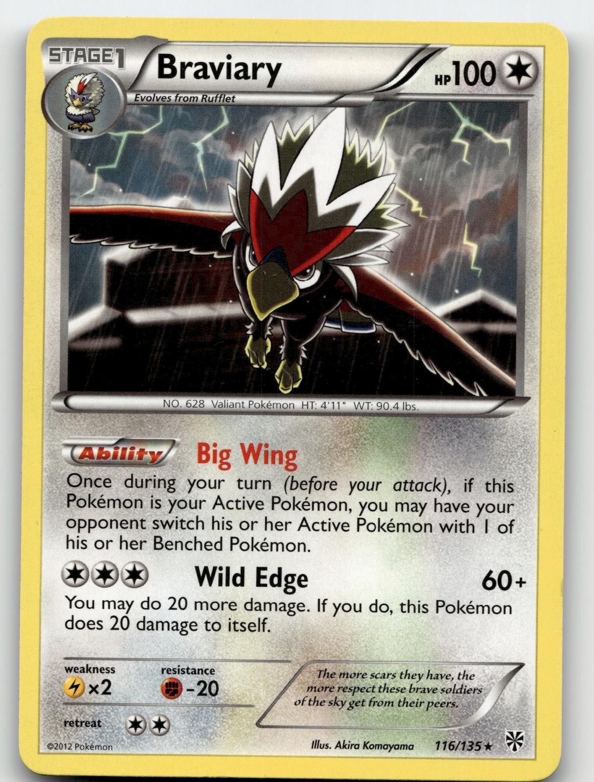 BRAVIARY 116/135 RARE PLASMA STORM POKEMON MODERATELY PLAYED