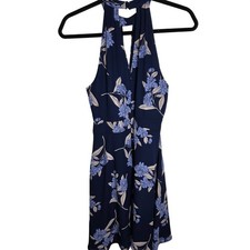 Express Halter Dress Fit Flare Floral Keyhole Cocktail Wedding Guest