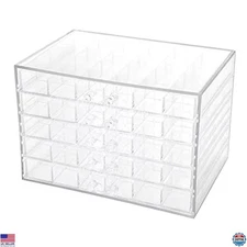 Acrylic Jewelry Organizer Box with 5 Drawers & 120 Grids, Clear Storage