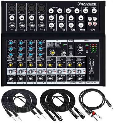 Mackie Mix12FX 12-channel Compact Mixer with 1/4'', XLR, 3.5mm cable