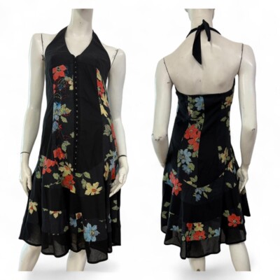 PENNYBLACK Kleid Dress schwarz Blumenmuster rot Gr. IT 40 Leinen