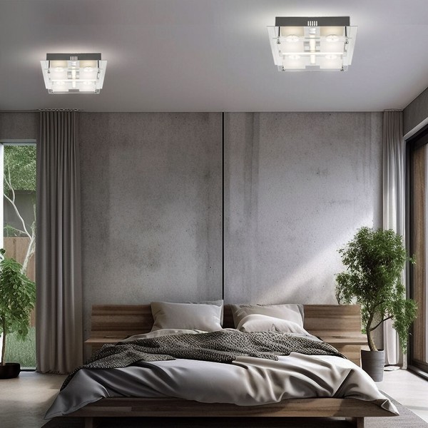Deckenlampe Deckenleuchte Esszimmerlampe Led Flurlampe Chrom Glas L 24Cm 2Er Set-image