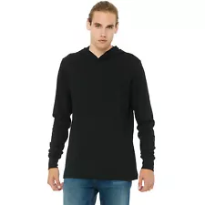 Bella + Canvas Unisex Jersey Long-Sleeve Hoodie 3512 100% Cotton Top T Shirt