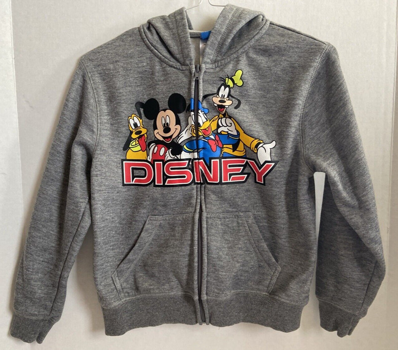 Disney Characters Full-Zip Hoodie Jacket Size Small 6-7 *used* Gray