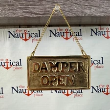 Solid Brass Open / Closed Damper Sign w/ Chain - Hanging Sign For Home