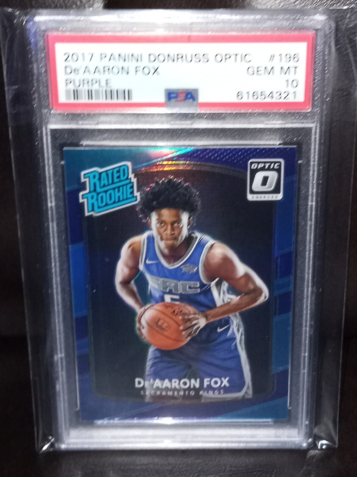 2017 Donruss Optic -De'Aaron Fox- Purple Prizm - Rookie PSA 10 Gem SPURS