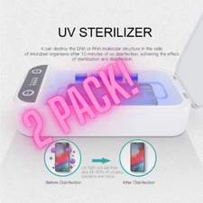 2 Pack USB Cell Phone UV Sterilizer Sanitizer Box Disinfection Case Cleaner arom