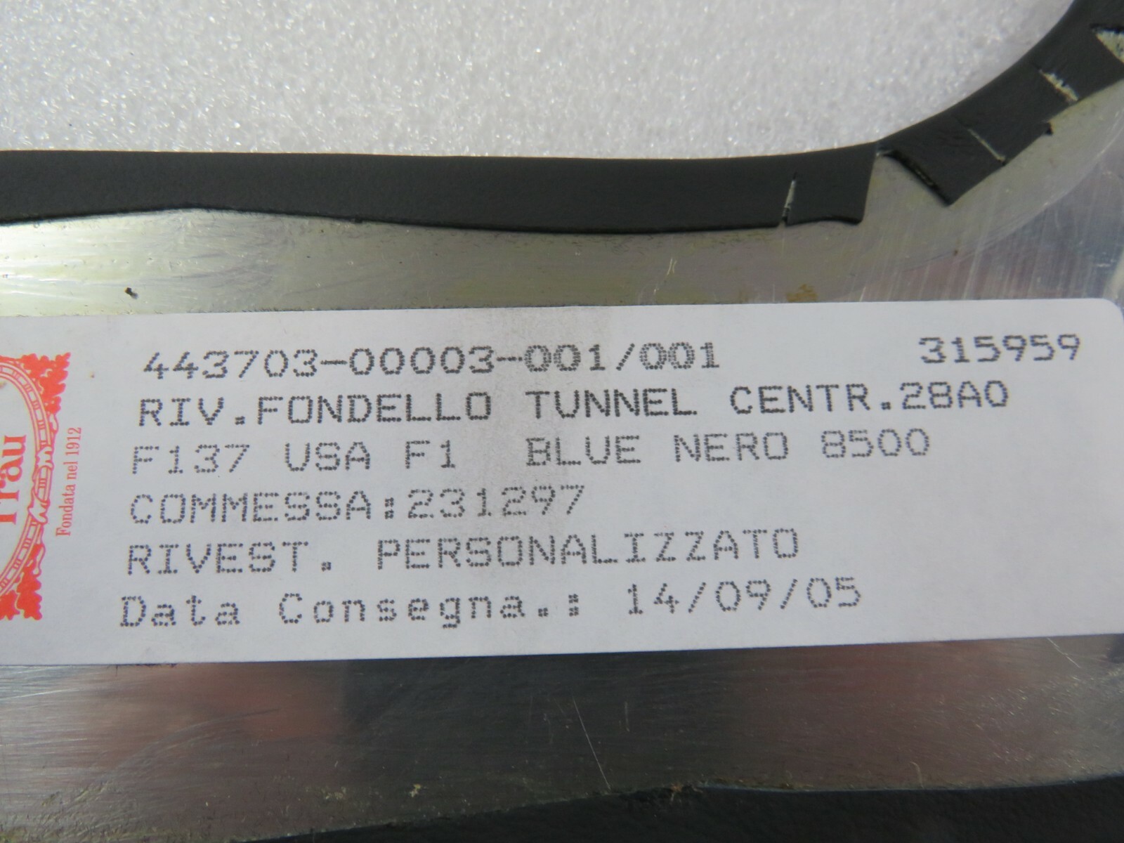 Ferrari 612 Scaglietti, Front Console Insert, Used, P/N 315959
