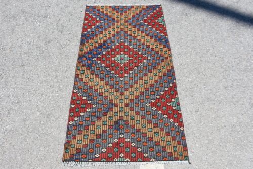 2,4 x 4,6 Fuß kleiner Teppich, türkischer Teppich, Wollteppich, Kilim, Oushak-Teppich, Vintage-Teppich - Bild 1 von 6
