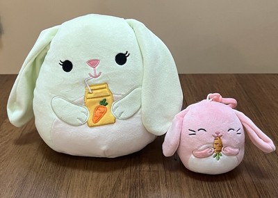 Squishmallow 8  Hara BUNNY RABBIT NWT Juice Box Clip On Bop Carrot Set