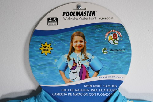 Camisa de Natación Poolmaster Lil Nadadores Flotadores Cremallera 30-50 lb | Unicornio Azul 50549 - Imagen 4 de 8