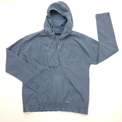 Prana Hoodie Women M Blue Farin Cotton Pocket Long Sleeve