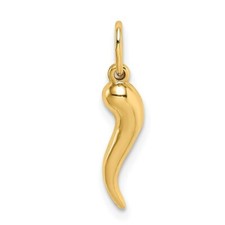 14k Yellow Gold Hollow Italian Horn Pendant approx 1/2" tall