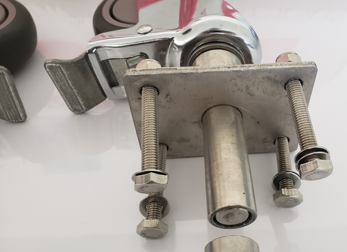 4" Poly Gry Swivel Caster 5/8"x 4" Stem Easy lock Studio Casters 533lbs w/Mounts - Picture 7 of 8