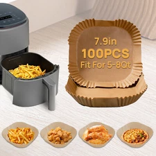 100PCS Air Fryer Disposable Paper Liner Non-stick Parchment Oil-proof Liners