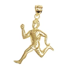 New 14k Yellow Gold Runner Pendant