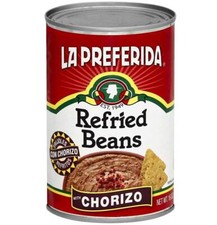 Frijoles fritos con chorizo La Preferida - 16 OZ - Paquete de 6