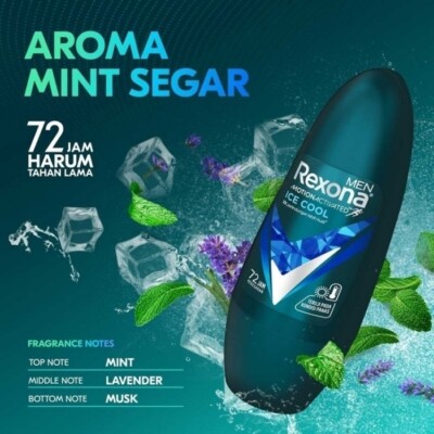 3 x Rexona Men Motion Activated Roll On Deodorant Ice Cool Anti-perspirant 45ML
