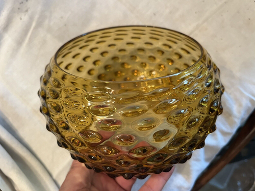 NICE Victorian AMBER Hobnail Kerosene Oil Gas FISHBOWL Lamp Shade 2 - Picture 3 of 5
