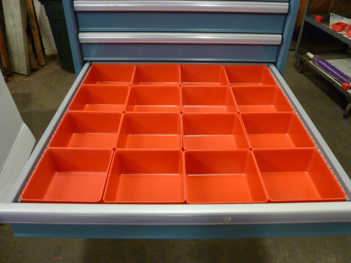 16 - 6x6x3 Red Plastic Boxes for Vertical Lift Storage System Bins Trays  Cups